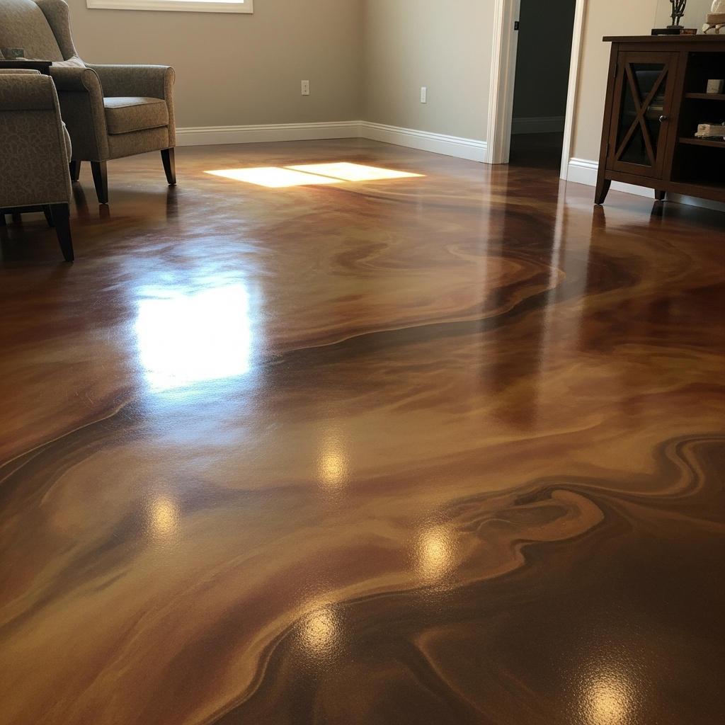 Decorative metallic epoxy floor finished by Flooring & Epoxy Coat Pro in Phoenix